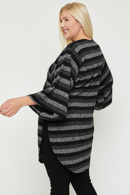 Plus Size Multi-color Striped Cardigan - Plus Size XL-4XL - View 6