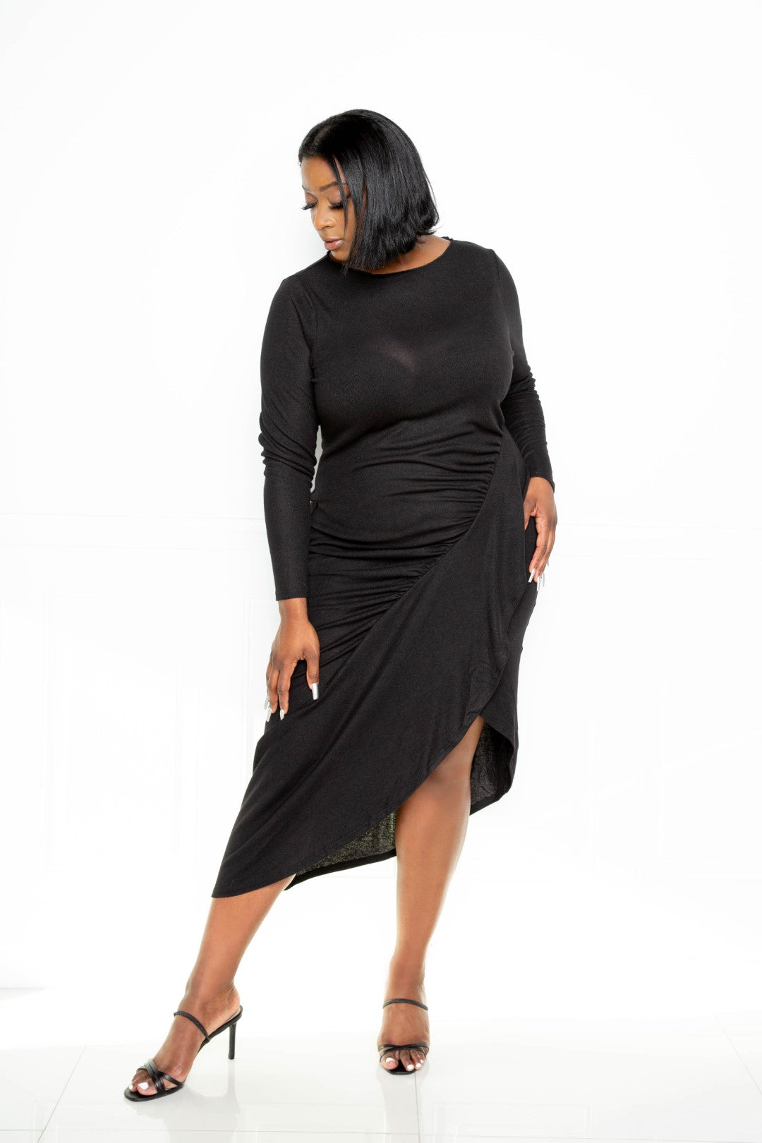 Plus Size Waterfall Ruffle Sweater Dress - Plus Size XL-4XL - View 5