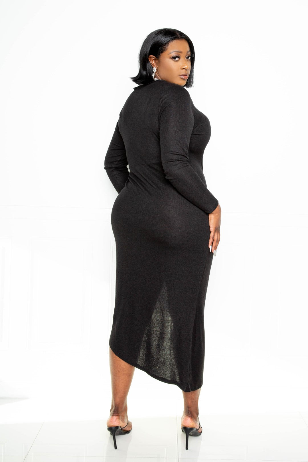 Plus Size Waterfall Ruffle Sweater Dress - Plus Size XL-4XL - View 8