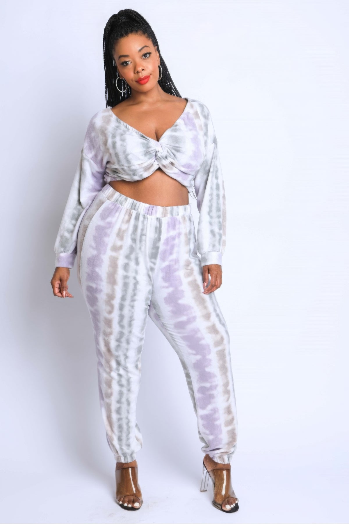 Plus Size Tie-Dye Off Shoulder Sets - Plus Size XL-4XL - View 1