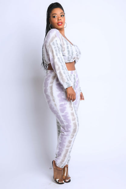 Plus Size Tie-Dye Off Shoulder Sets - Plus Size XL-4XL - View 2