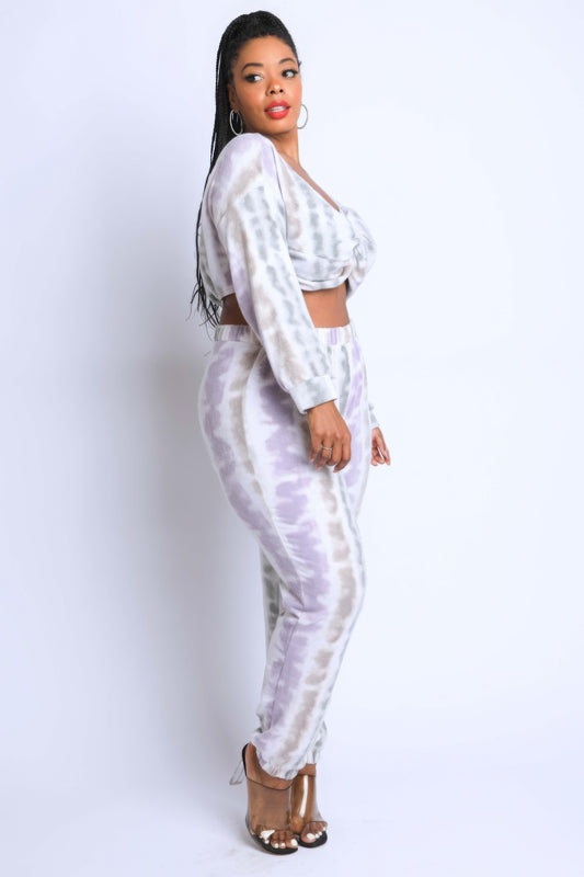 Plus Size Tie-Dye Off Shoulder Sets - Plus Size XL-4XL - View 2
