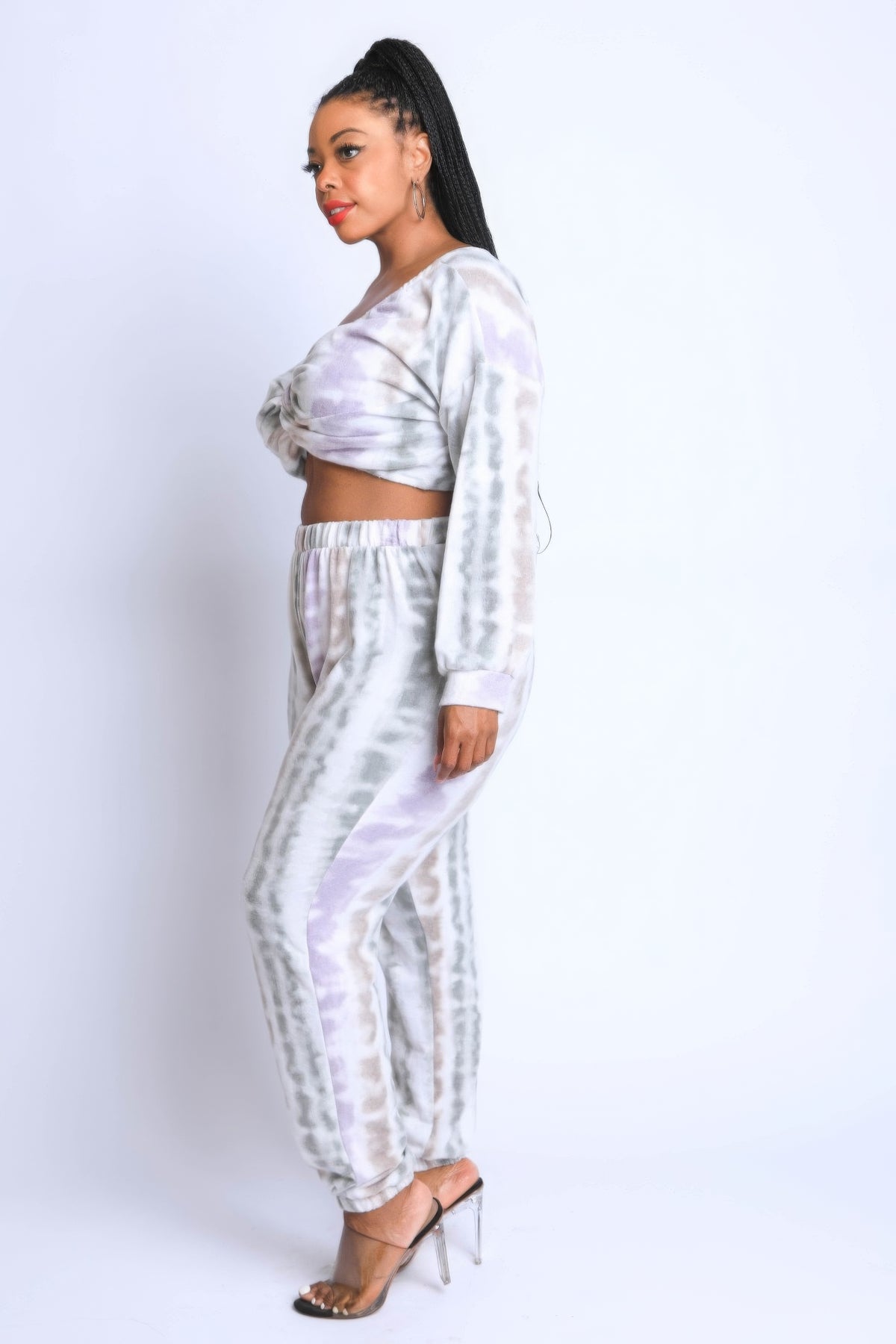 Plus Size Tie-Dye Off Shoulder Sets - Plus Size XL-4XL - View 3