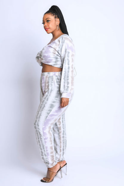 Plus Size Tie-Dye Off Shoulder Sets - Plus Size XL-4XL - View 3