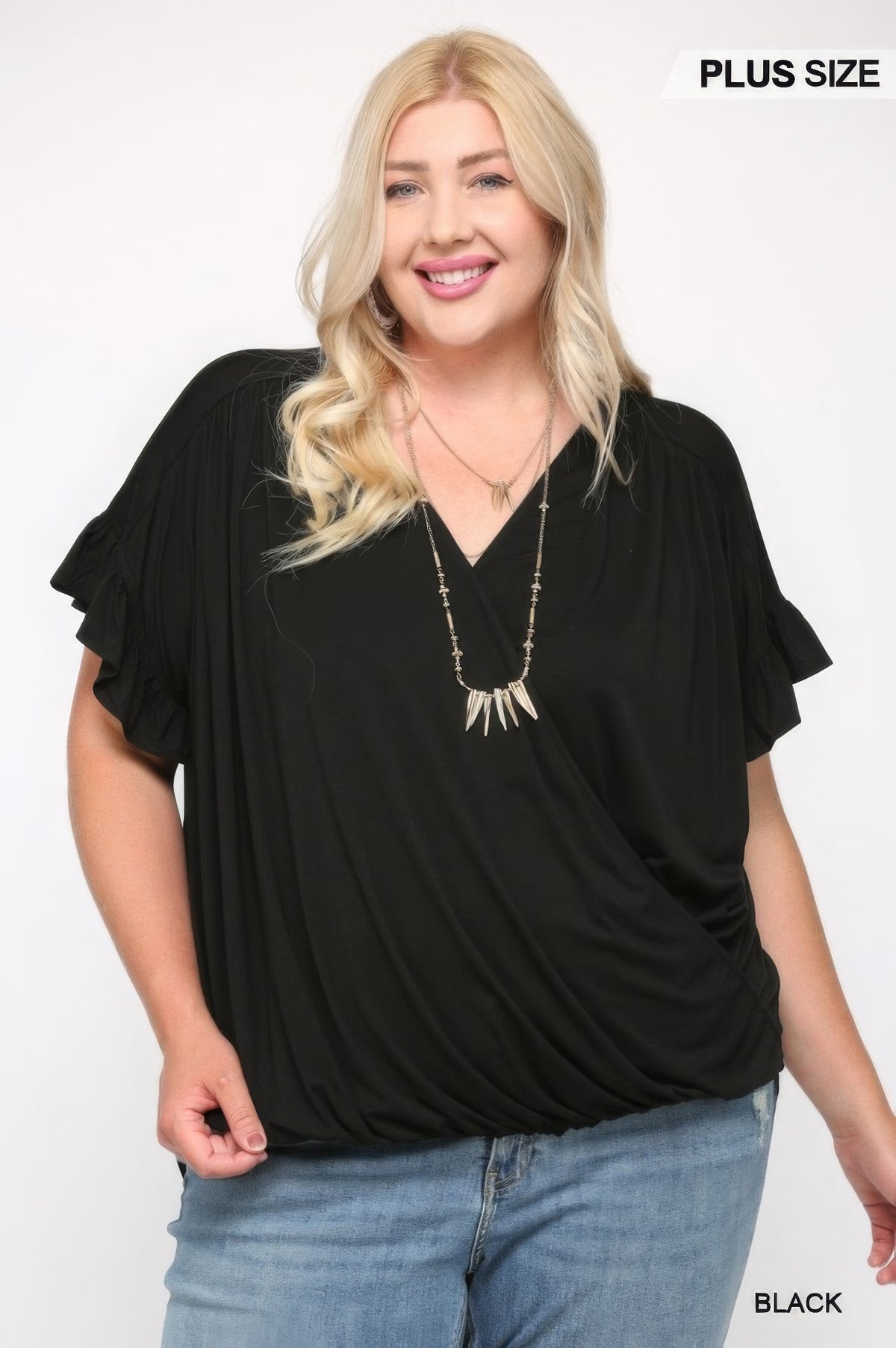 Plus Size Viscose Knit Surplice Top - Plus Size XL-4XL - View 5