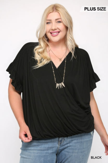 Plus Size Viscose Knit Surplice Top - Plus Size XL-4XL - View 5