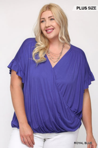 Plus Size Viscose Knit Surplice Top - Plus Size XL-4XL - View 1