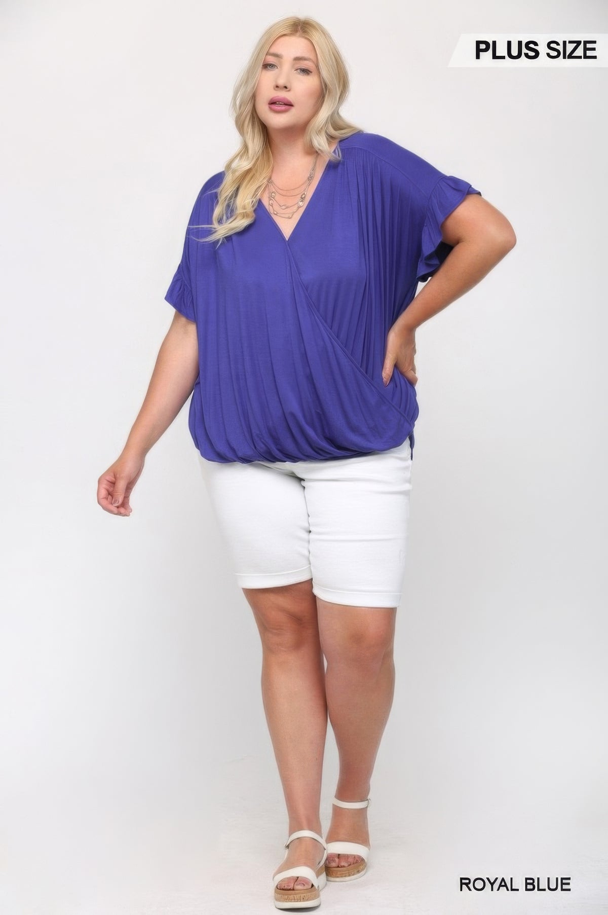 Plus Size Viscose Knit Surplice Top - Plus Size XL-4XL - View 2