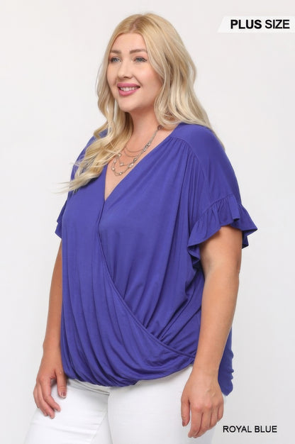 Plus Size Viscose Knit Surplice Top - Plus Size XL-4XL - View 3