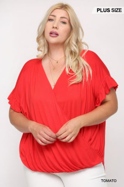 Plus Size Viscose Knit Surplice Top - Plus Size XL-4XL - View 9