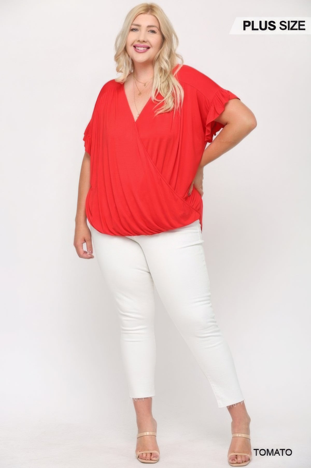 Plus Size Viscose Knit Surplice Top - Plus Size XL-4XL - View 10