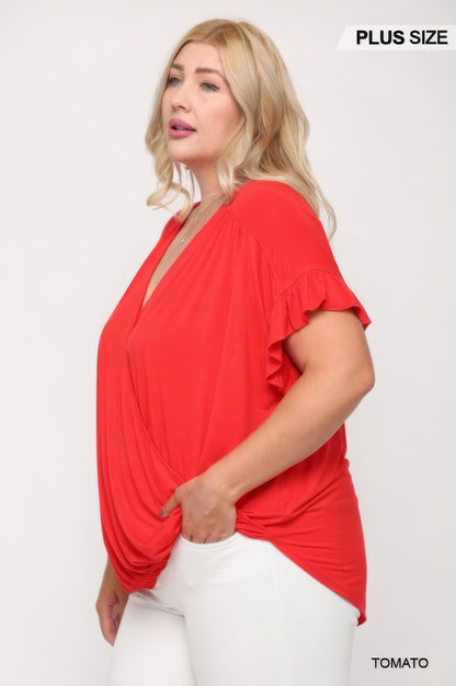 Plus Size Viscose Knit Surplice Top - Plus Size XL-4XL - View 11