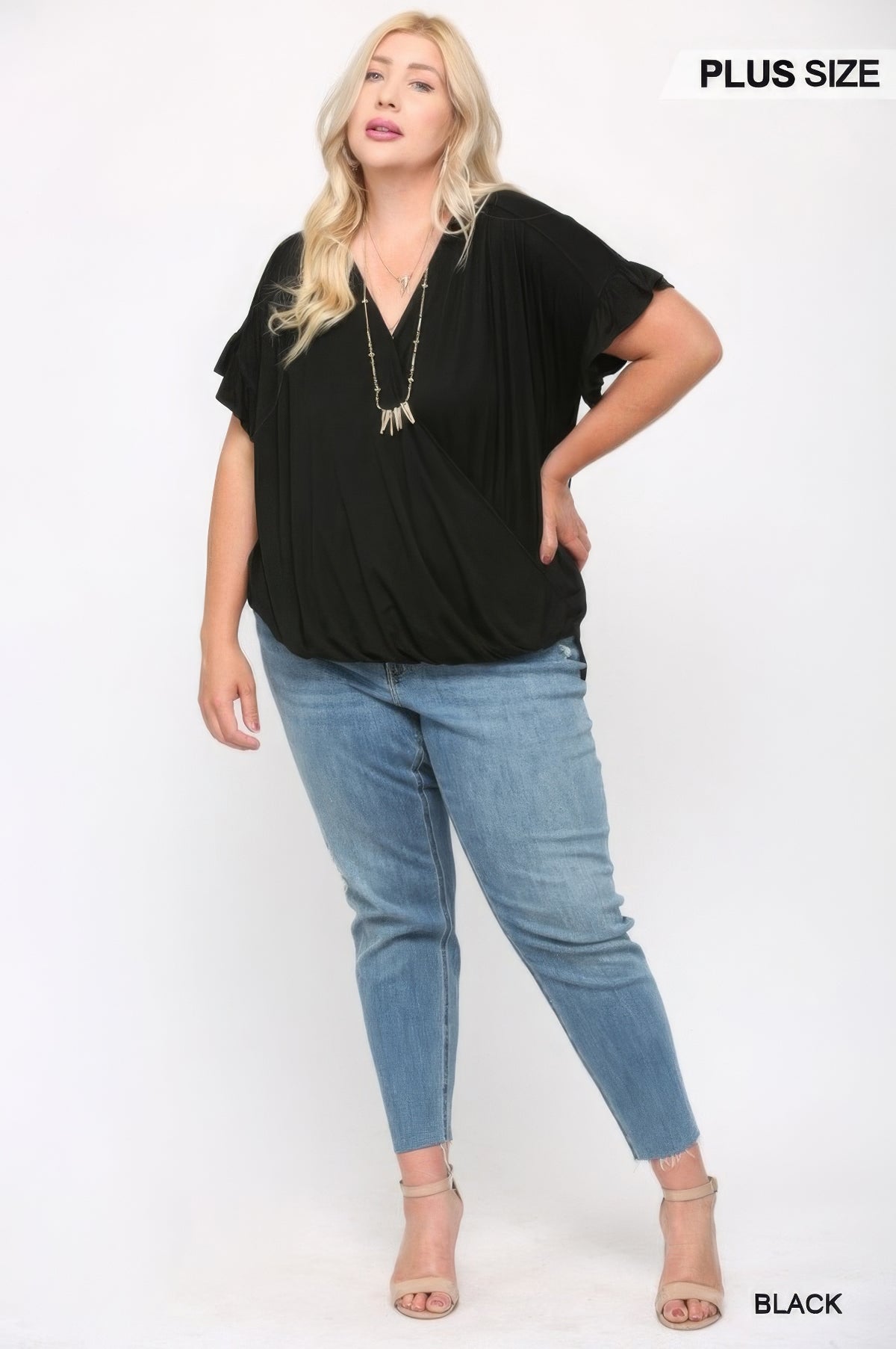Plus Size Viscose Knit Surplice Top - Plus Size XL-4XL - View 6