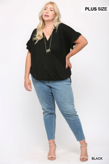 Plus Size Viscose Knit Surplice Top - Plus Size XL-4XL - View 6