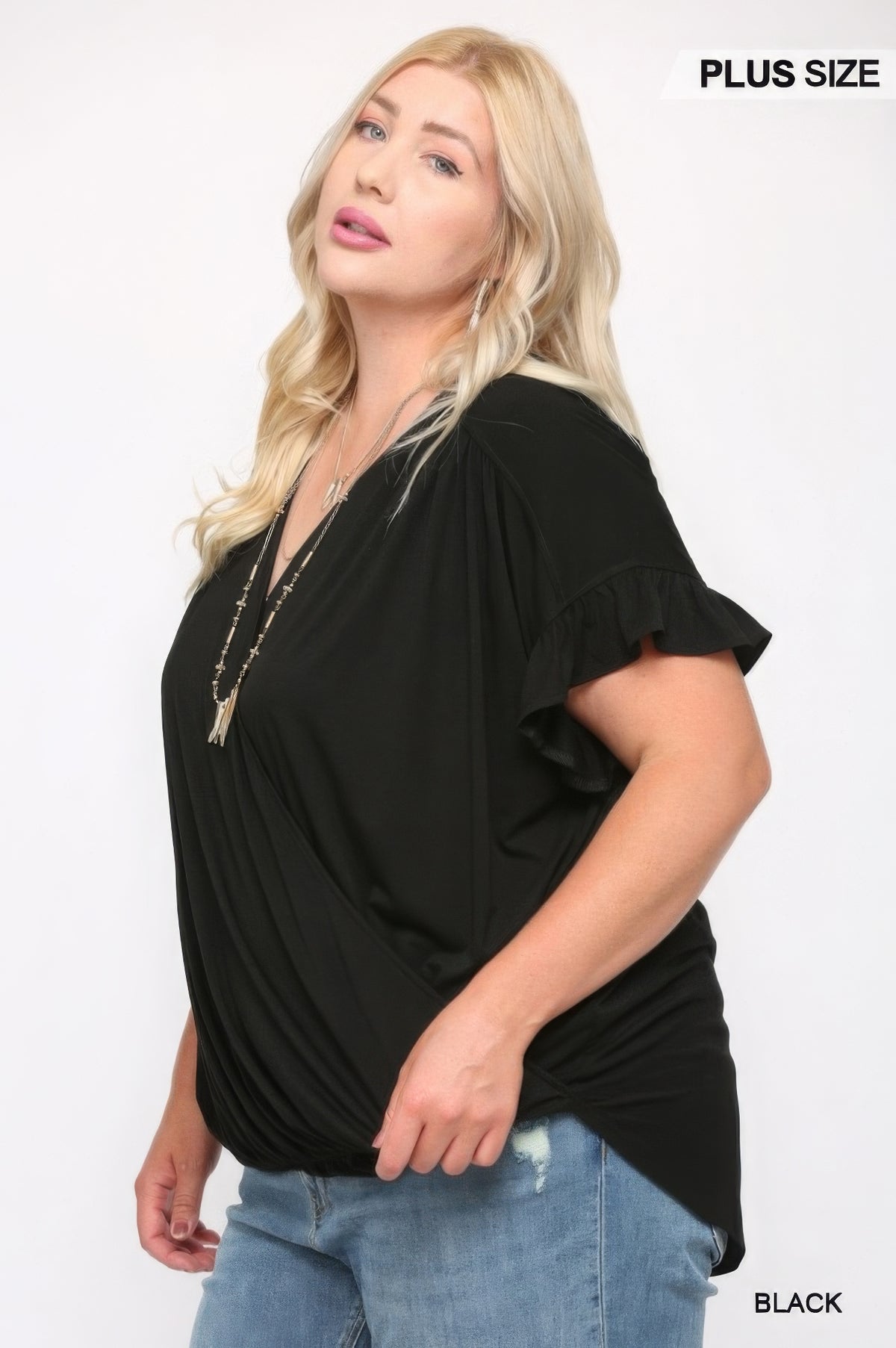 Plus Size Viscose Knit Surplice Top - Plus Size XL-4XL - View 7