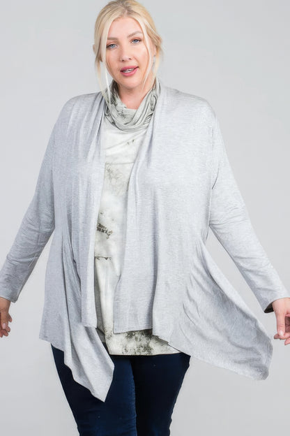 Plus Size Long Sleeve Open Cardigan - Plus Size XL-4XL - View 1
