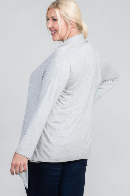 Plus Size Long Sleeve Open Cardigan - Plus Size XL-4XL - View 2