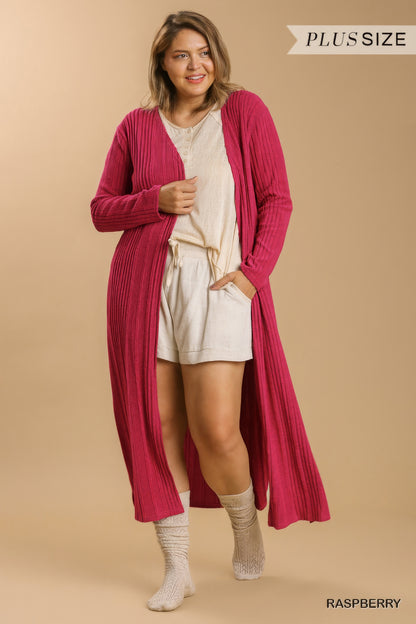 Plus Size Open Front Long Body Cardigan - Plus Size XL-4XL - View 1