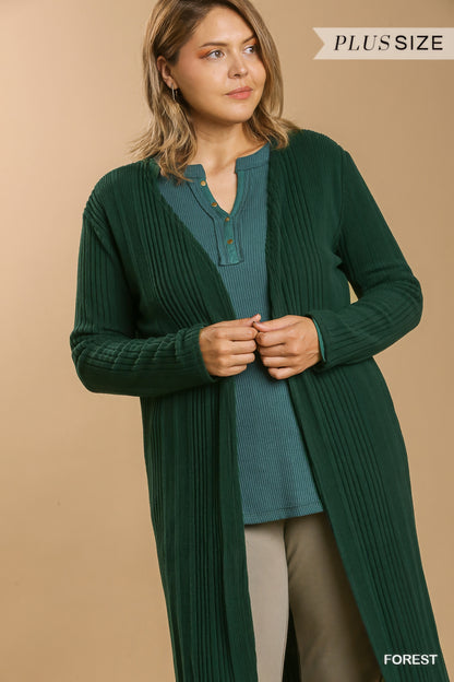 Plus Size Open Front Long Body Cardigan - Plus Size XL-4XL - View 1