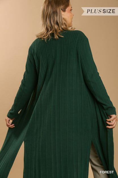Plus Size Open Front Long Body Cardigan - Plus Size XL-4XL - View 2