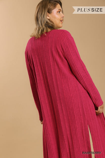 Plus Size Open Front Long Body Cardigan - Plus Size XL-4XL - View 2