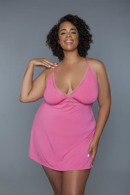Plus Size Mini Babydoll Wire Free Lingerie — front view