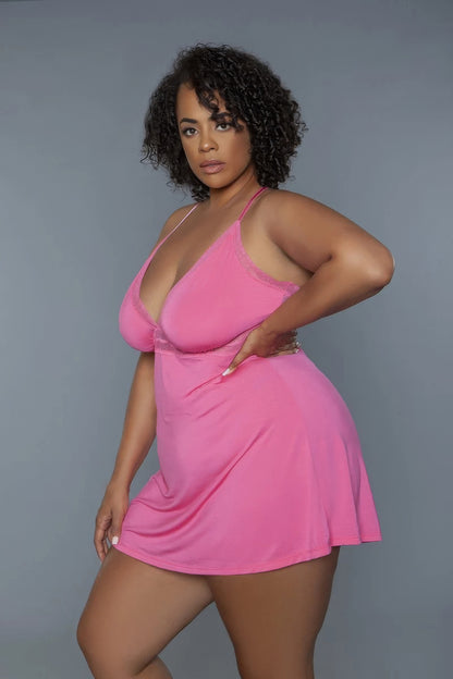 Plus Size Mini Babydoll Wire Free Lingerie — side detail