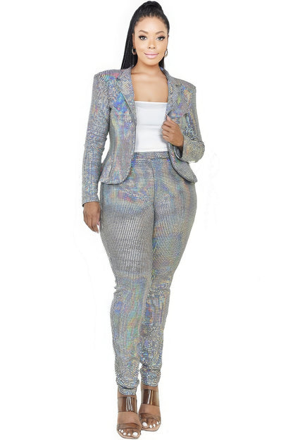 Plus Size Disco Sequins Jacket Set - Plus Size XL-4XL - View 1