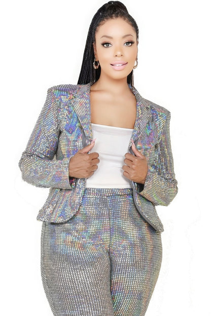 Plus Size Disco Sequins Jacket Set - Plus Size XL-4XL - View 3