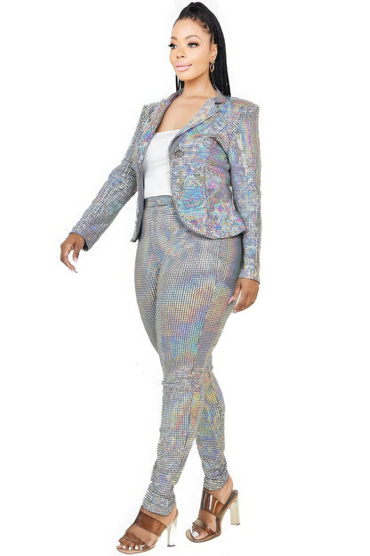 Plus Size Disco Sequins Jacket Set - Plus Size XL-4XL - View 5