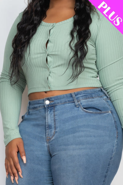 Plus Size Ribbed Knit Cropped Top - Plus Size XL-4XL - View 4