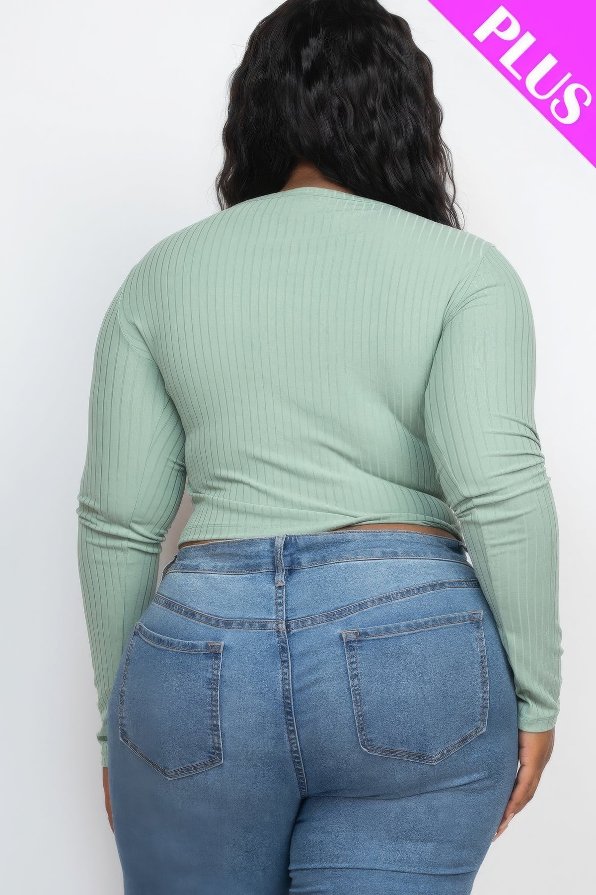 Plus Size Ribbed Knit Cropped Top - Plus Size XL-4XL - View 5