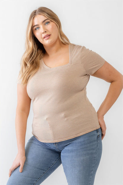 plus-size-taupe-waffle-top