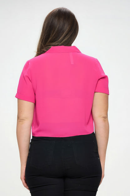 plus-size-chiffon-tie-front-top