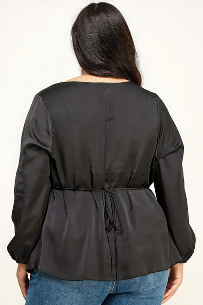 Satin Babydoll Blouse - Plus Size Clothing