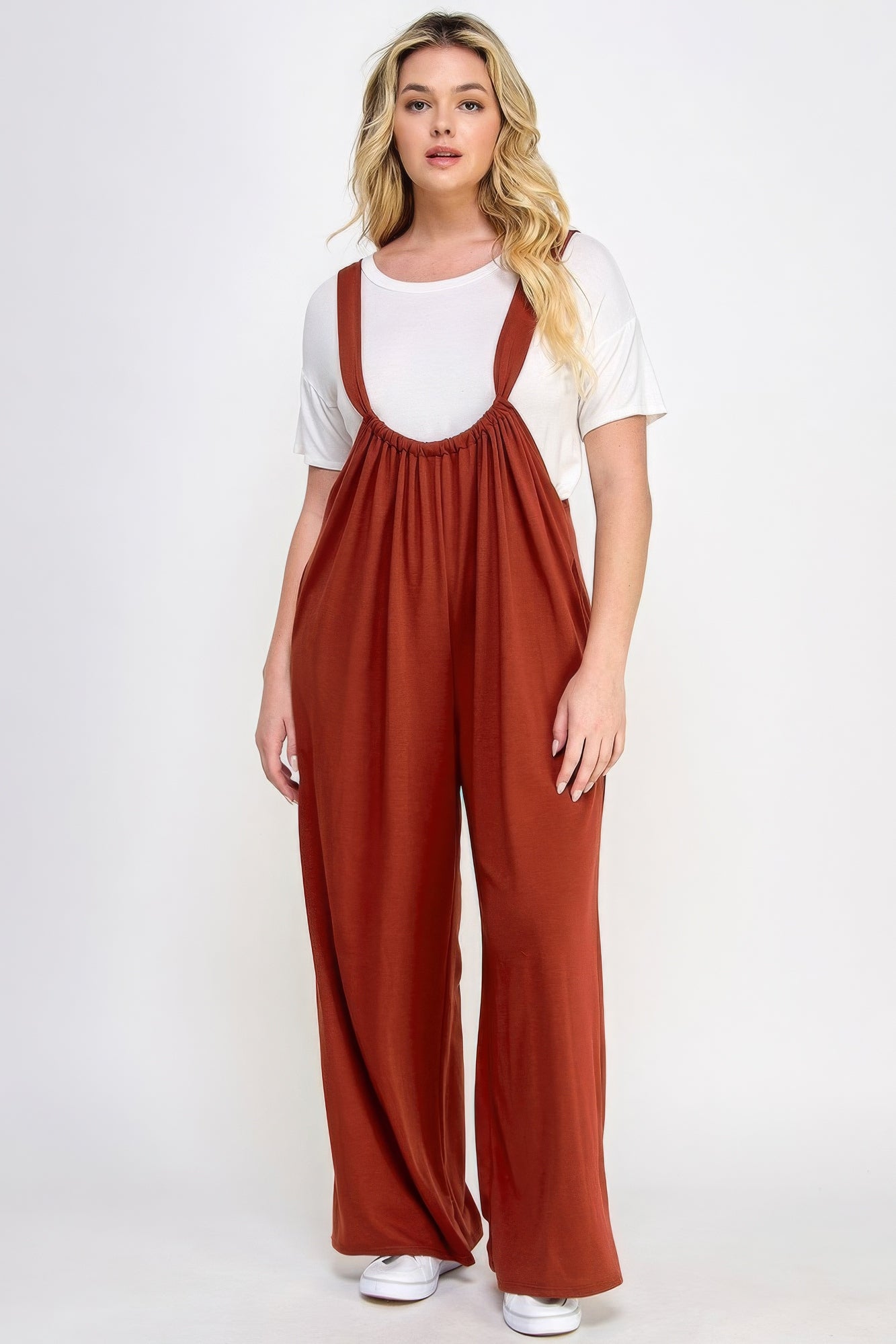 French Terry Wide Leg Jumpsuit Overalls