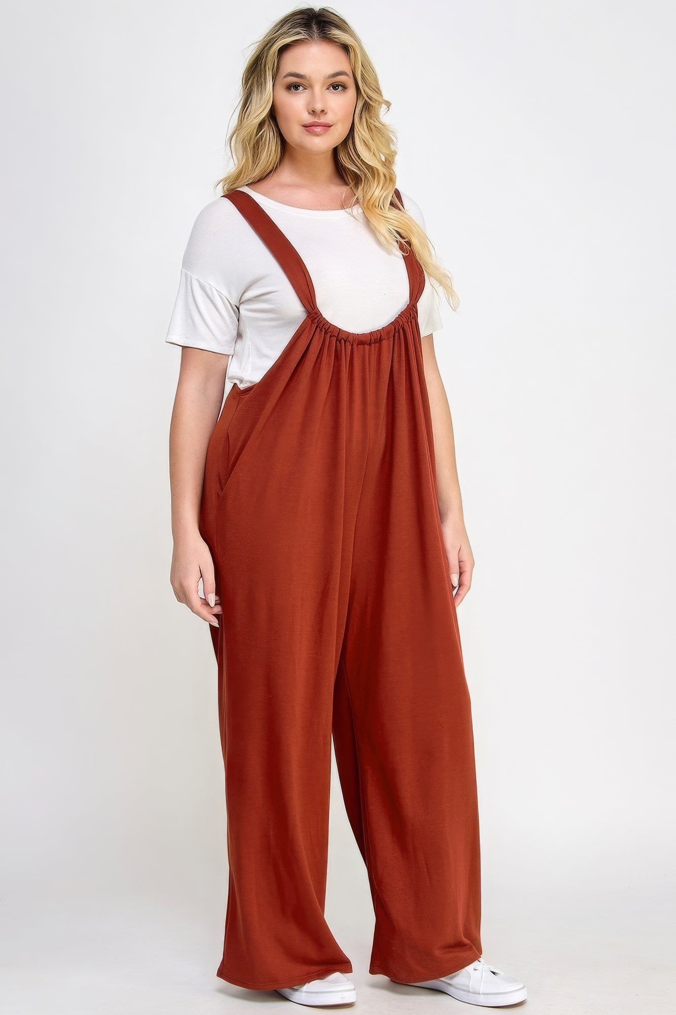 French Terry Wide Leg Jumpsuit Overalls