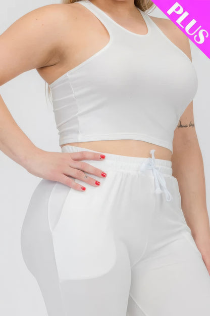 Plus Size Crop Tank & Ruched Pants Set - Plus Size XL-4XL - View 4