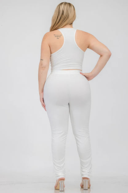 Plus Size Crop Tank & Ruched Pants Set - Plus Size XL-4XL - View 5