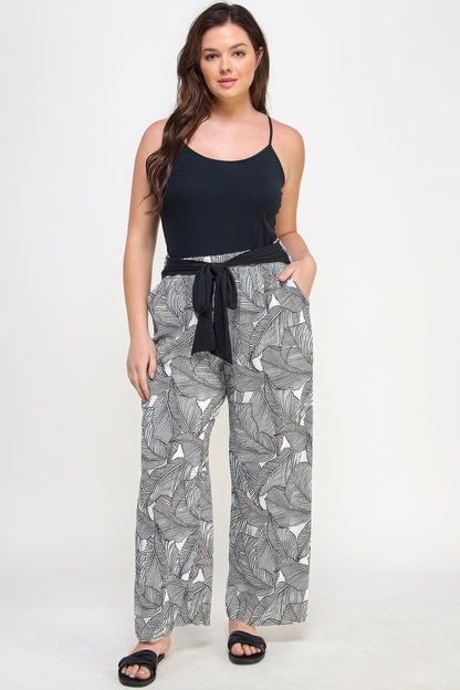 plus-size-plisse-palm-print-pants