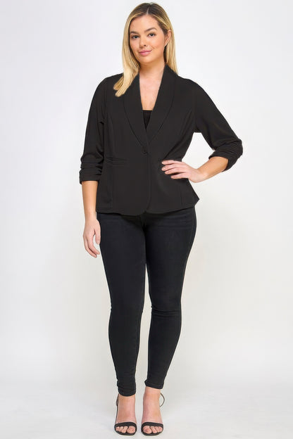 Techno Scuba Blazer W/pockets - Plus Size Clothing