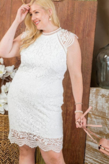 Plus Size Lace Crochet Mini Dress - Plus Size XL-4XL - View 3