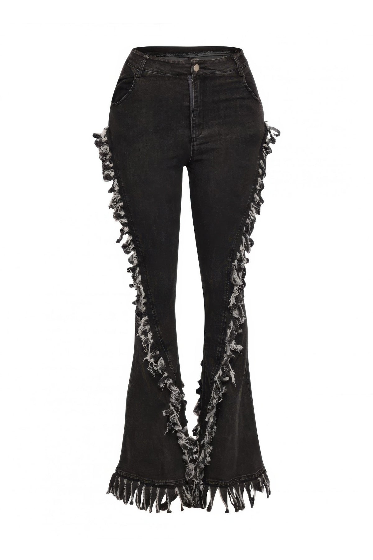 Plus Size Fringe Denim Flared Pant - Plus Size XL-4XL - View 1