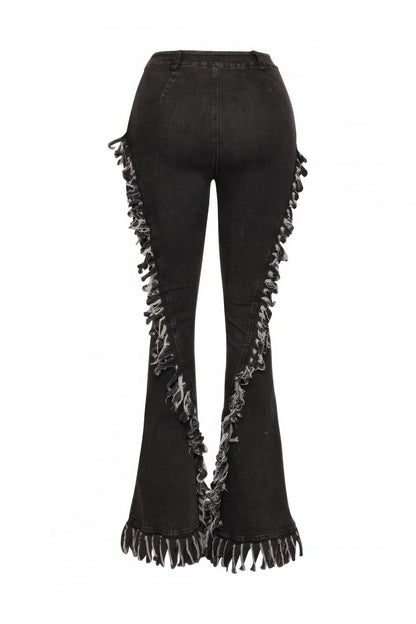 Plus Size Fringe Denim Flared Pant - Plus Size XL-4XL - View 4