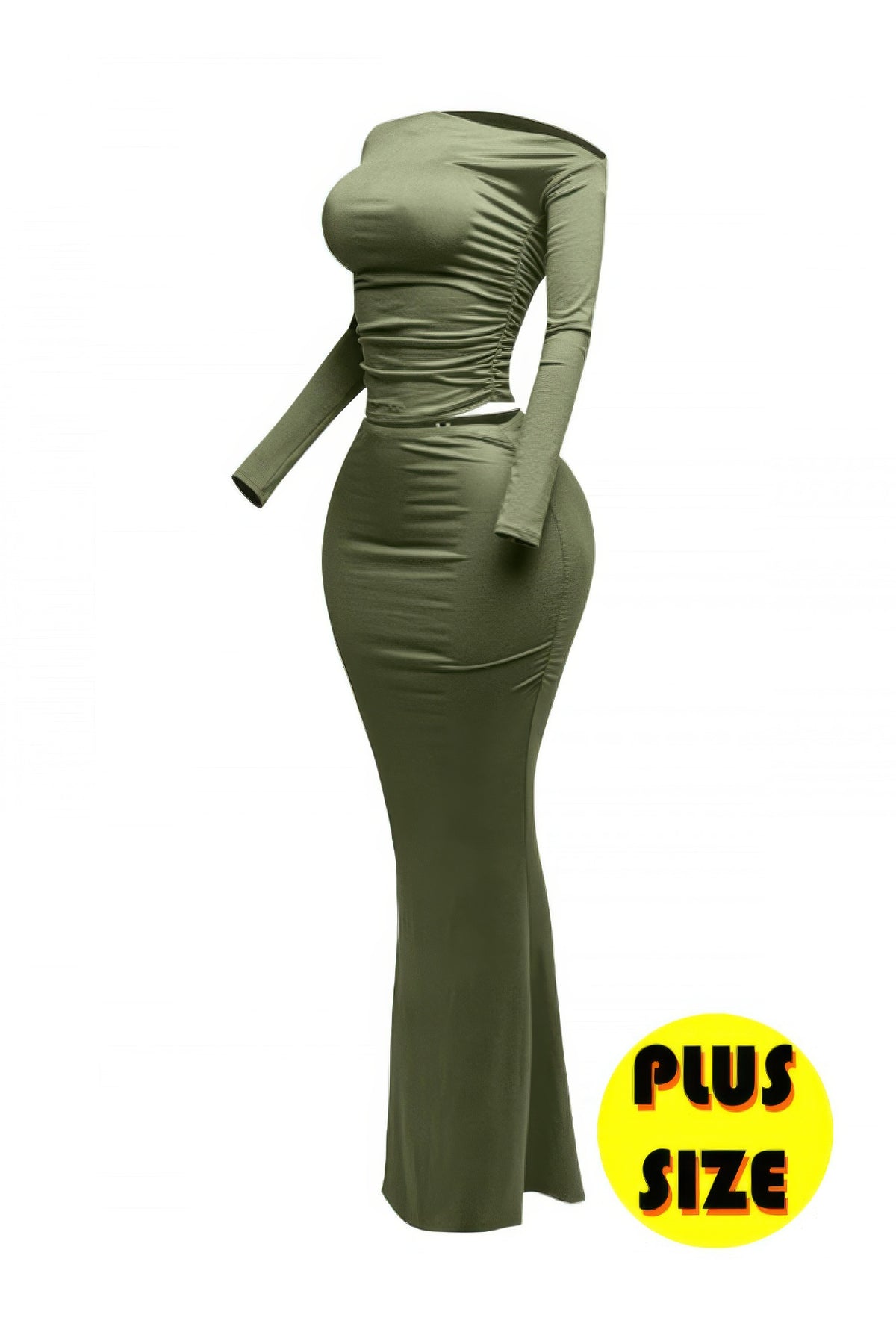 Plus Size Ruched Mermaid Skirt Set - Plus Size XL-4XL - View 3