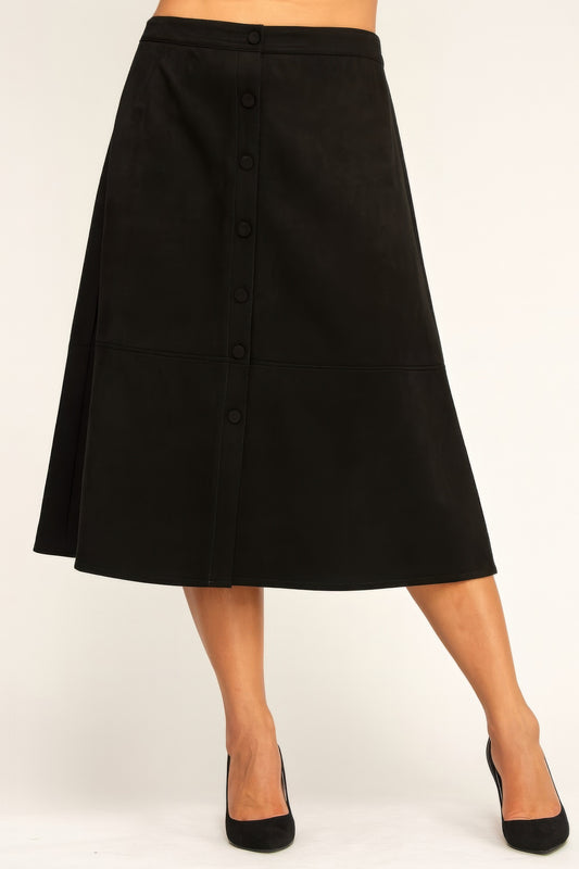 Plus Size Faux Suede A-Line Midi Skirt - Plus Size XL-4XL - View 1