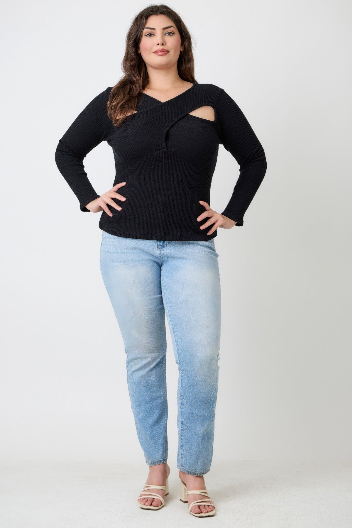 Plus Size Ribbed Cutout Top - Plus Size XL-4XL - View 3