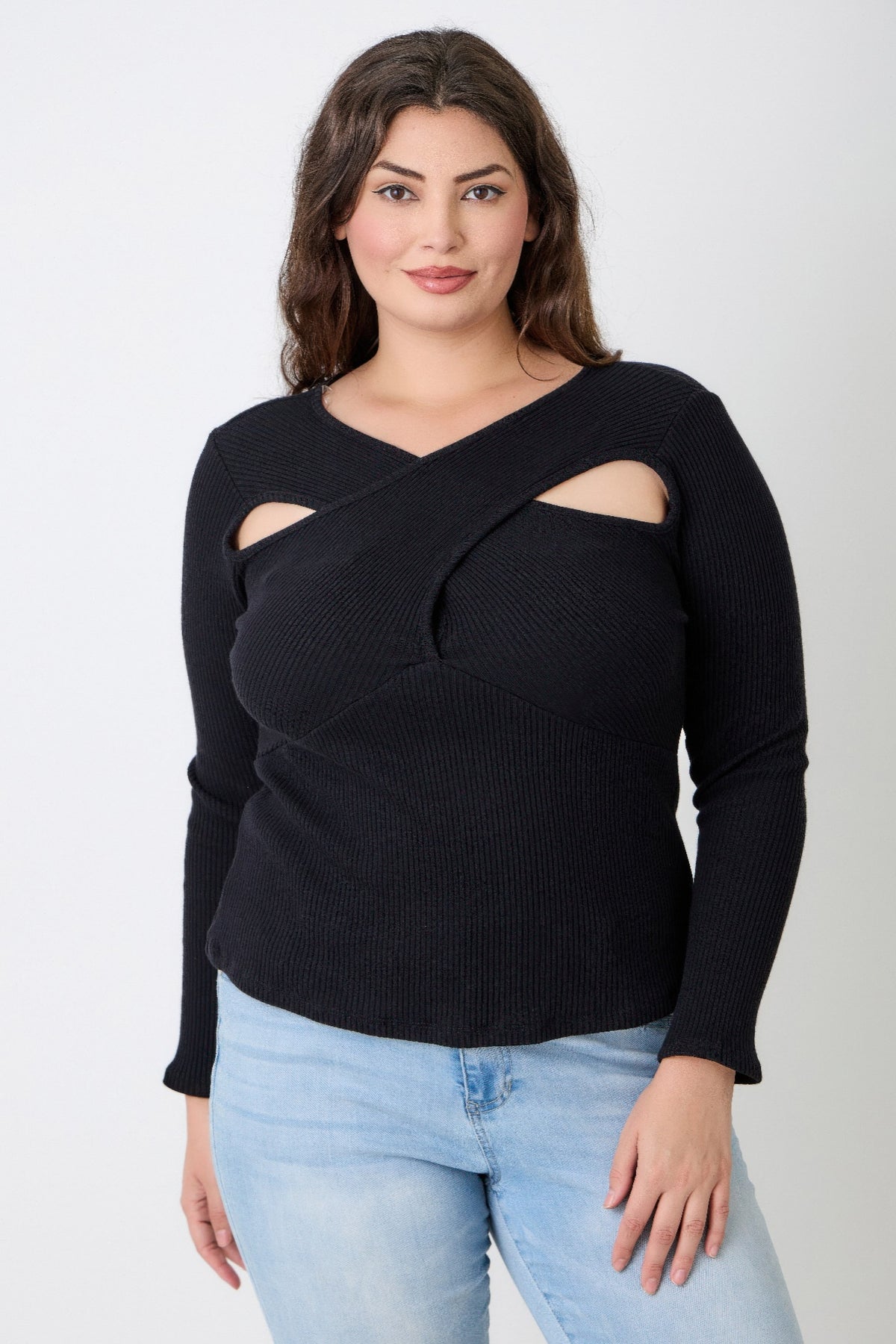 Plus Size Ribbed Cutout Top - Plus Size XL-4XL - View 4