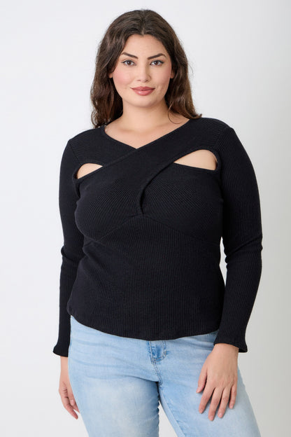 Plus Size Ribbed Cutout Top - Plus Size XL-4XL - View 4