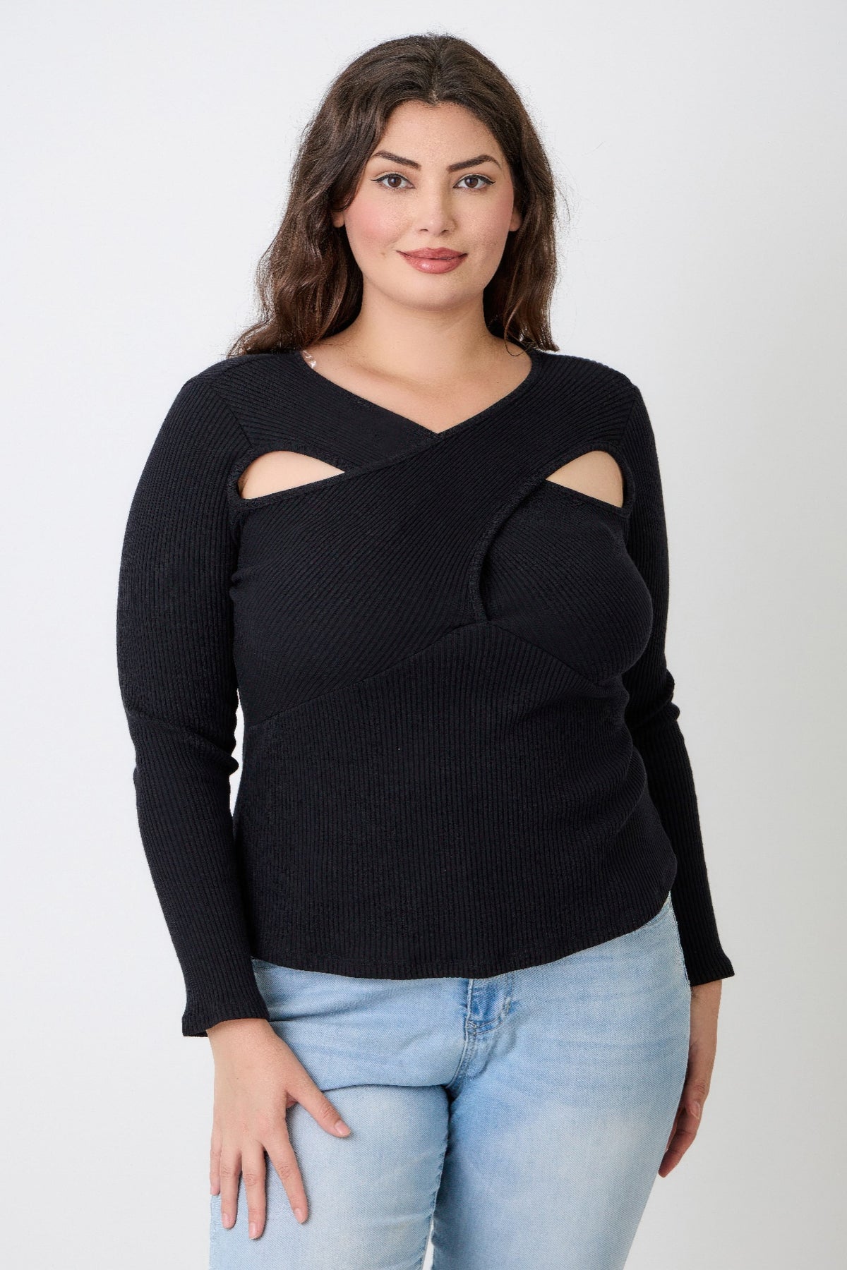Plus Size Ribbed Cutout Top - Plus Size XL-4XL - View 5